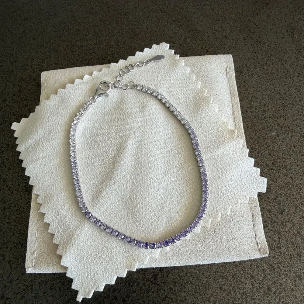 Elegant Sterling Silver and Purple Tennis Bracelet